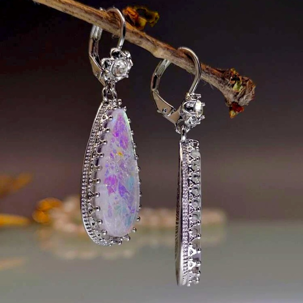 Crackle Glass Drop Earrings - Picture 4 of 4